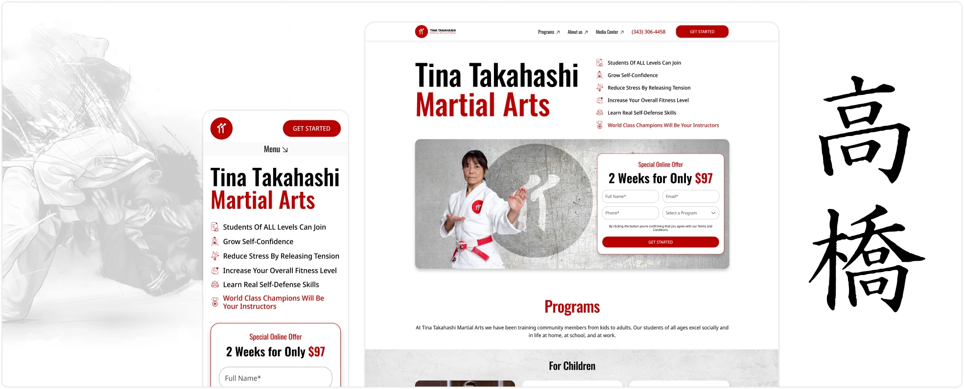 Tina Takahashi Martial Arts: Increase in Trial Sign-Ups with a Fresh, Modern Website